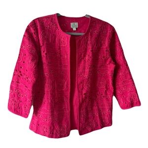 Y2K Chico's Pink Textured Blazer with 3/4 Sleeves